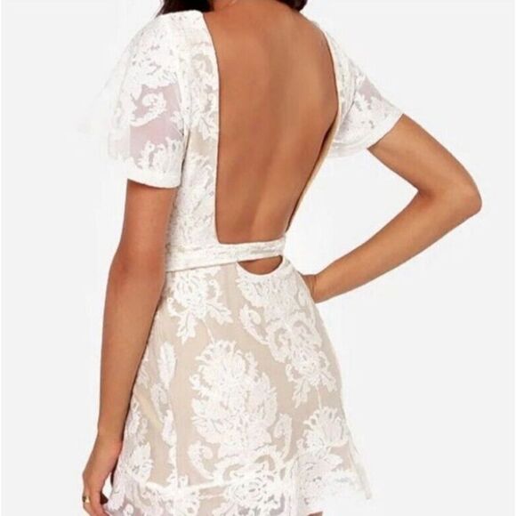 For‎ Love & Lemons Dress Size Small Lace White San Marcos Backless Mini - Picture 2 of 9